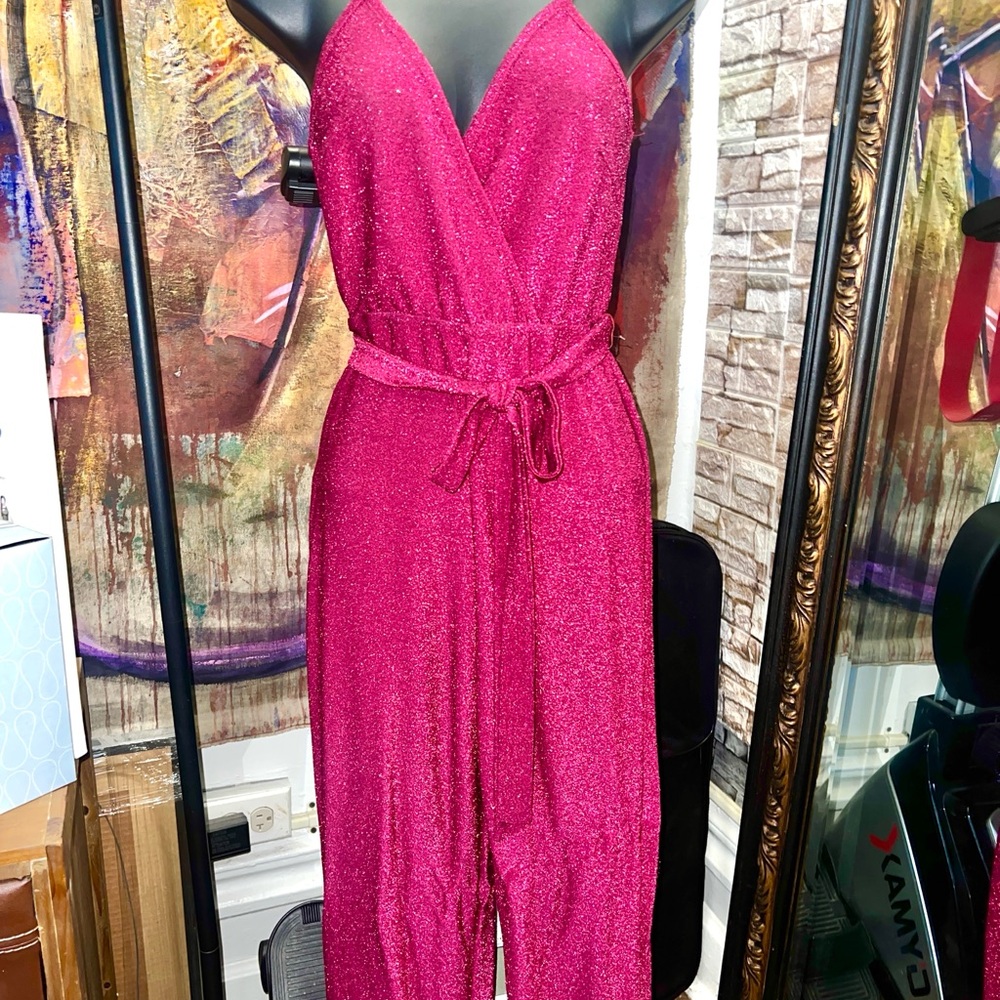Sexy Love Squared Sparkling Red Fuchsia Jumpsuit